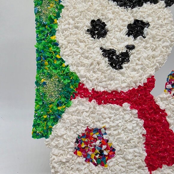 Vintage Melted Plastic Popcorn Snowman Ornament Decoration 18.5" - Picture 4 of 8